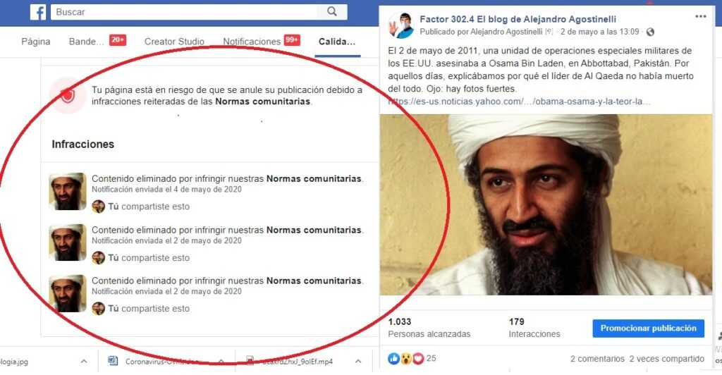 Facebook censuró a un conocido medio Anti Fake News que publicó un post a propósito del 9no aniversario del asesinato de Osama Bin Laden