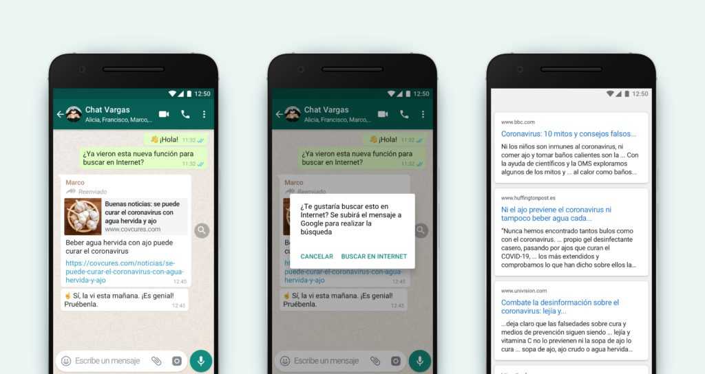 botón para chequear noticias falsas en WhatsApp